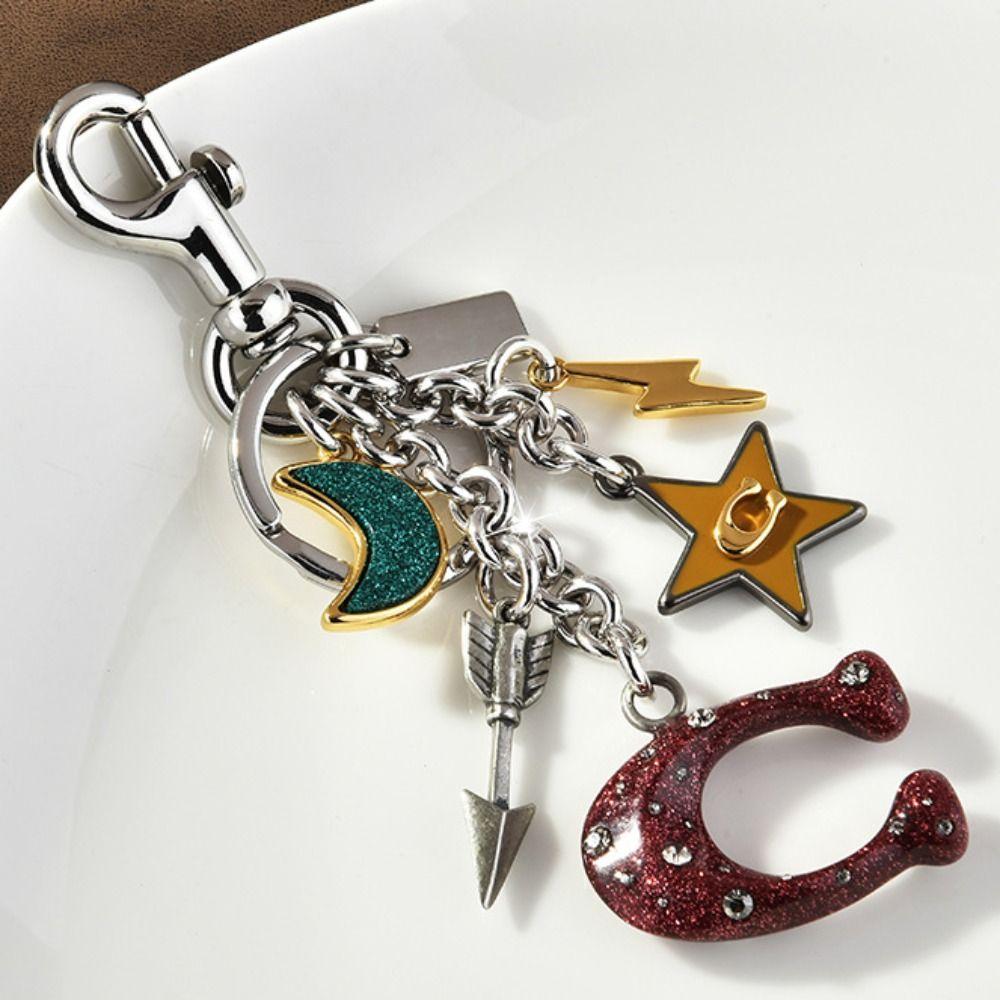 Flower Design Zinc Zinc Alloy Moon Stars Keyring Zinc Zinc Alloy Moon Stars Bags Pendant  Women Accessories