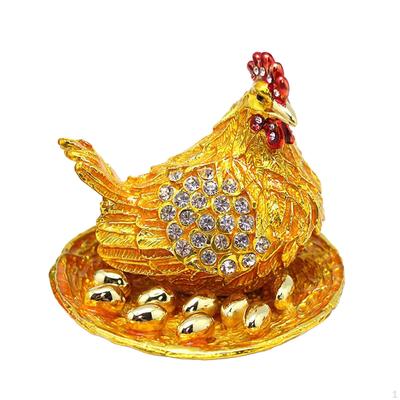 Hen Egg Jewelry Box with Animal Statue Detail