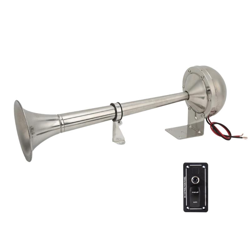

12V Marine Stainless Steel Single Trumpet Air Horn With Control Suitable For Boats Trucks Motorhomes Weatherproof Design