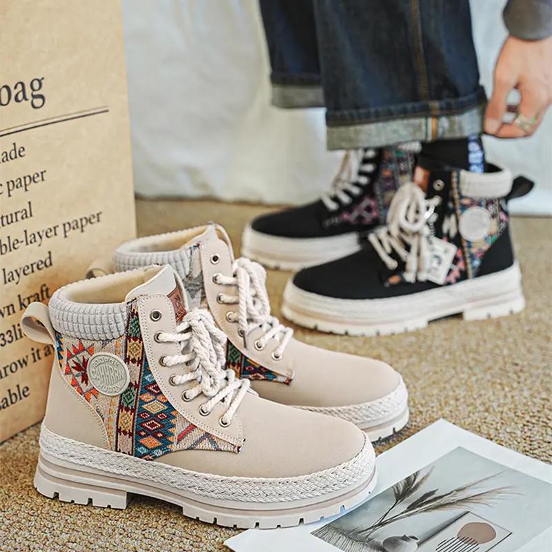 Men Hiking Boots New Casual Canvas Shoes Army Combat Men's Sneakers Fashion High-top Military Ankle Boots Comfort Men Sneakers