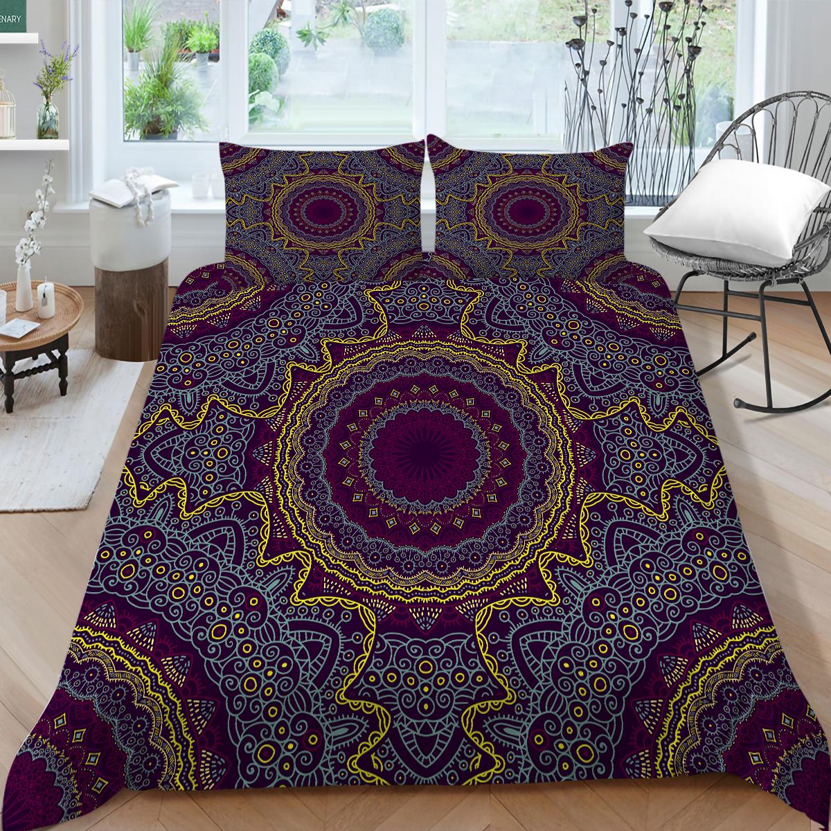 

3D богемное постельное белье с принтом, односпальная двуспальная кровать, полноразмерная наволочка с тропическим узором и пододеяльник, удобное украшение для дома EU Single 135x200cm