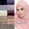 Beads Chain Ethnic Style Scarf Solid Color Islamic Turban Fashion Wraps Shawl  Women