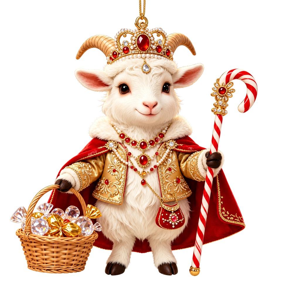 Shining Goat Hanging Ornament Set Acrylic Animal Hanging Decoration Keychain  Holiday Party Decor