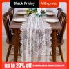 White Color Lace Table Runner Floral Embroidery European Style Vintage Table Runners Rectangular Shape Comfortable
