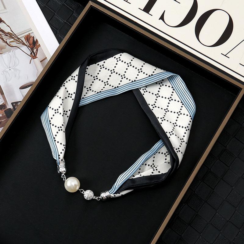 1 Stück Halstuch Damen Perlen Perlen Dekorativ Magnetverschluss Tasche Schals Seidenschal