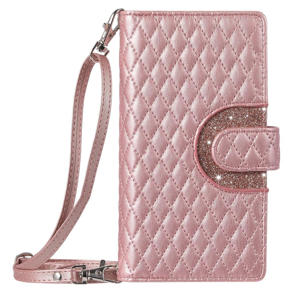 Crossbody Cards Solt Wallet Leather Bling Zipper Bag Purse Case For iPhone 15 16 Pro Max 14 13 12 11 XS XR Plus Glitter Cover