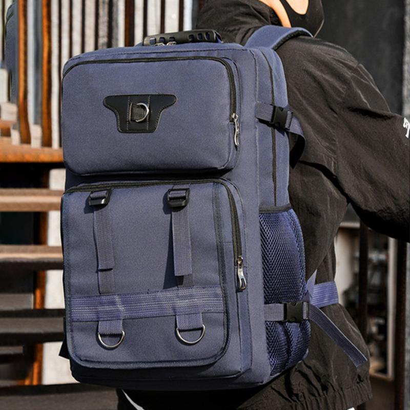 Fashion New Men's Multi-functional Canvas Backpack Waterproof Lightweight Travel Backpack Outdoor Breathable Wear-resistant Sports Backpack