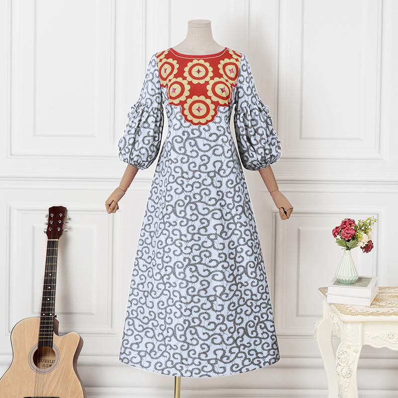 

VONDA Элегантное женское длинное платье с рукавами-фонариками и принтом для вечеринки