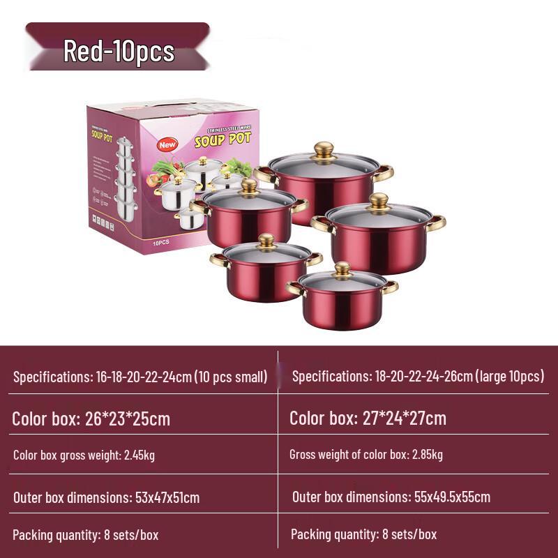 Golden Double-Handle Stainless Steel Cookware Set