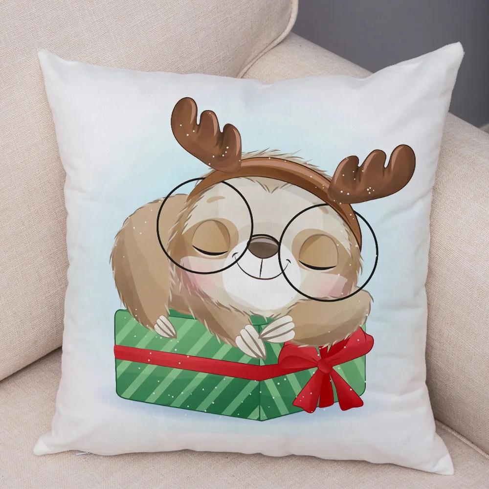 Nordic Kids Room Dog Fox Panda Cow Pillow Case Decor Cute Cartoon Animal Merry Christmas Soft Plush Cushion Cover for Sofa Home