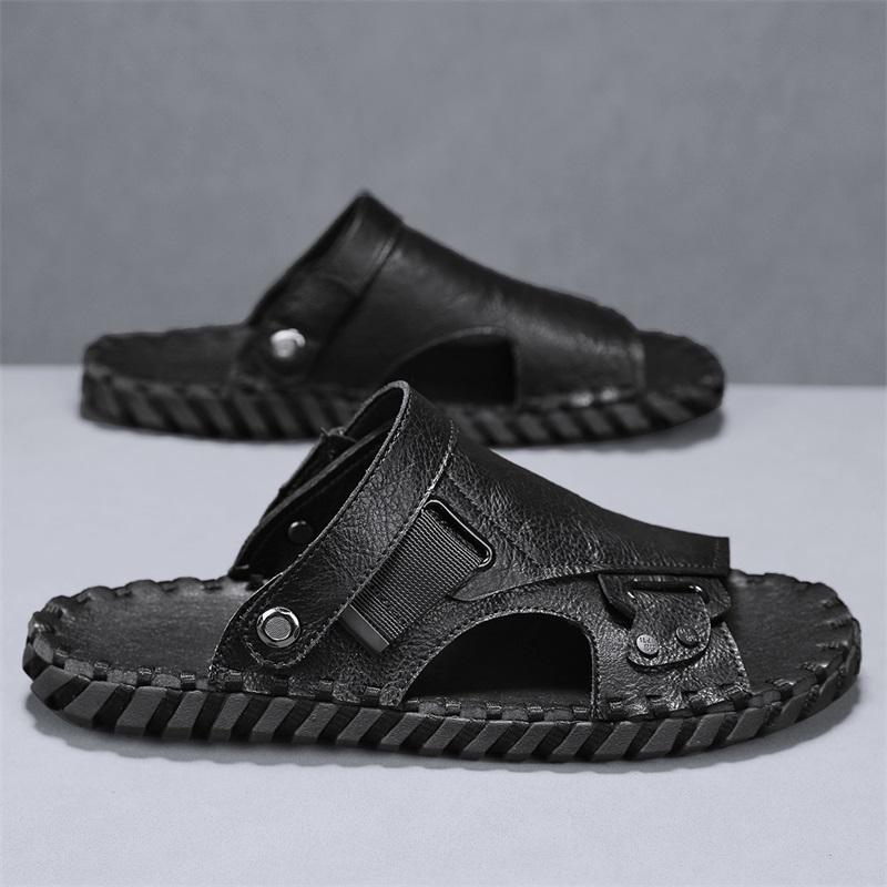

2025 men s shoes summer handmade soft-soled casual beach sandals dual-purpose retro brown 23351Shoes 44