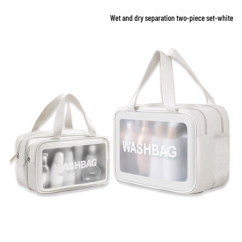 Transparent PVC Makeup Bag: Wet/Dry Separation, Large Capacity, PU Travel Cosmetic Organizer