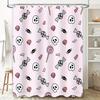 Haute Couture Shower CurtainHalloween Candy Pattern in Soft Pink with Skulls, Spiders Witches Hats Decor for Bathroom