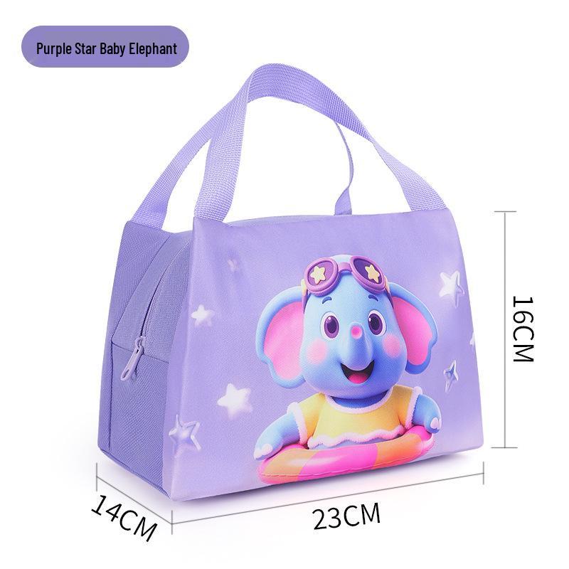 Stylish Large-Capacity Insulated Lunch Bag for Kids, Oxford Cloth, Includes Fresh-Keeping Ice Pack