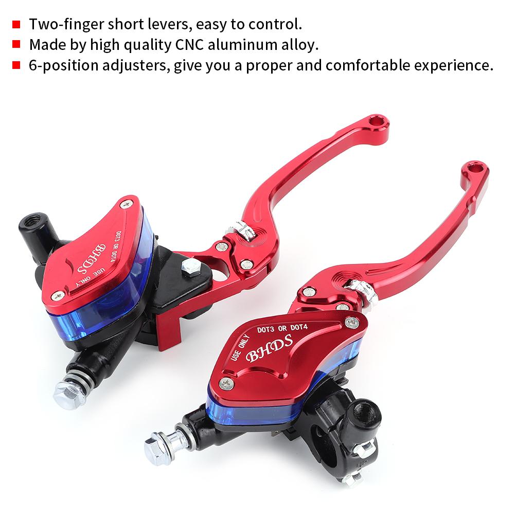 2Pcs 7/8inch Motorcycle Handlebar Master Cylinder Levers Handle Hydraulic Brake Pump Clutch with Master Cylinder Reservoir