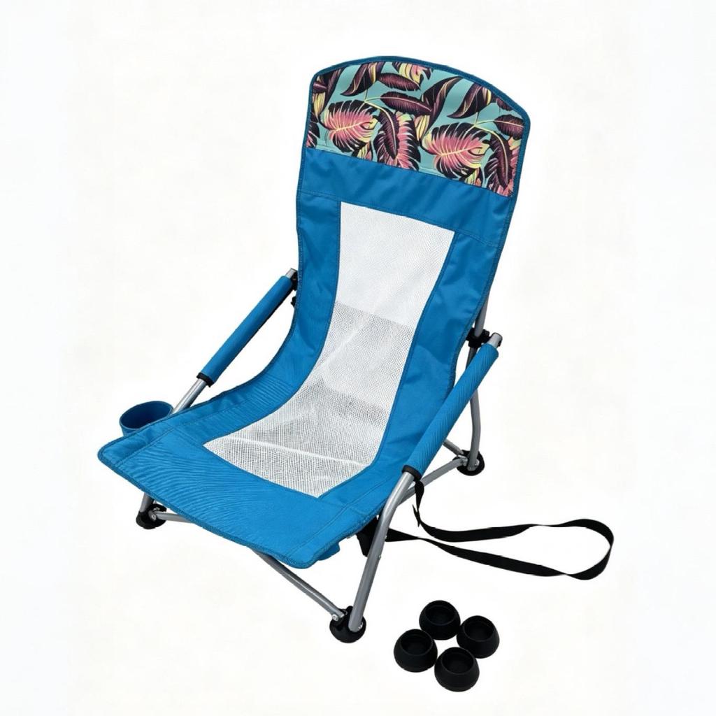High-Back Folding Beach Chair: Portable Reclining Sling for Camping & BBQs