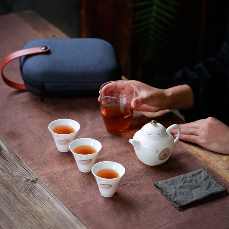 Suet Jade Style Portable Chinese Ceramic Kung Fu Tea Set