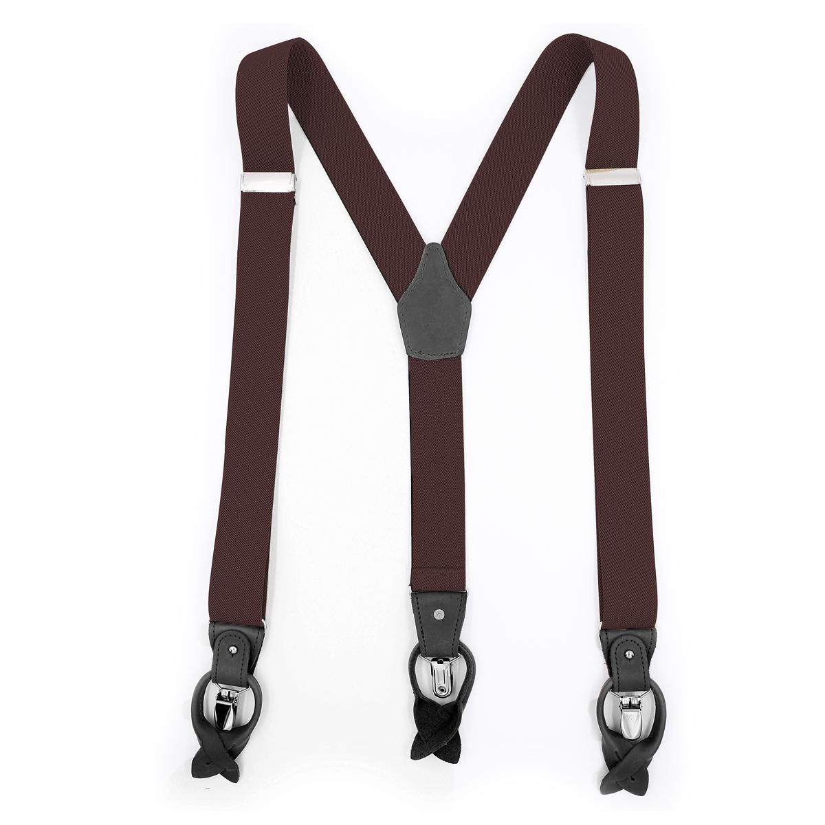 

Dual suspenders male men s button suspenders cowhide spaghetti strap fashion button braces strong clips New 6 sold colors коричневый