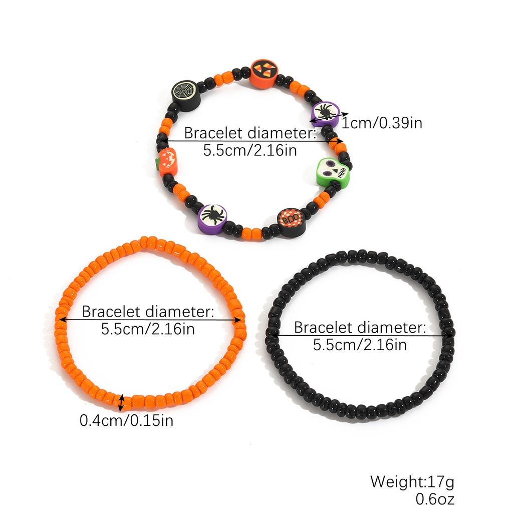 Hot Selling Halloween Pumpkin Skull Pendant Bracelet Set For Women