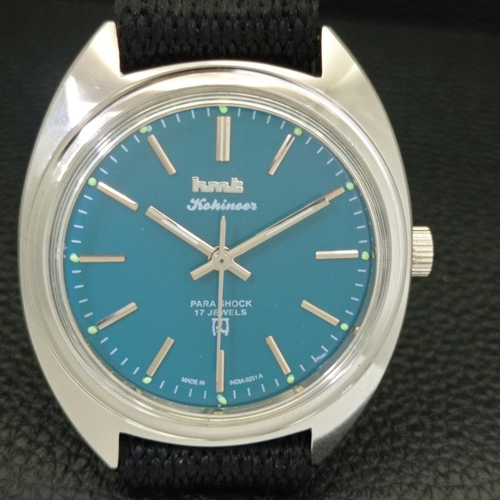 HMT KOHINOOR VINTAGE HAND-WINDING INDIAN MENS TURQUOISE BLUE WATCH a441050-4 HT-a441050