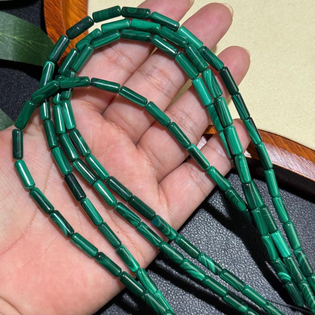12mm Malachite Round Tube Beads, Loose Semi-Finished DIY Necklace & Bracelet Spacer Beads