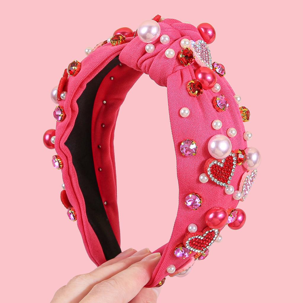 Mode Kristall Herz Stirnbänder Mädchen Kristall Perle Stirnband für Frauen Valentinstag Stirnbänder für Party Haarschmuck