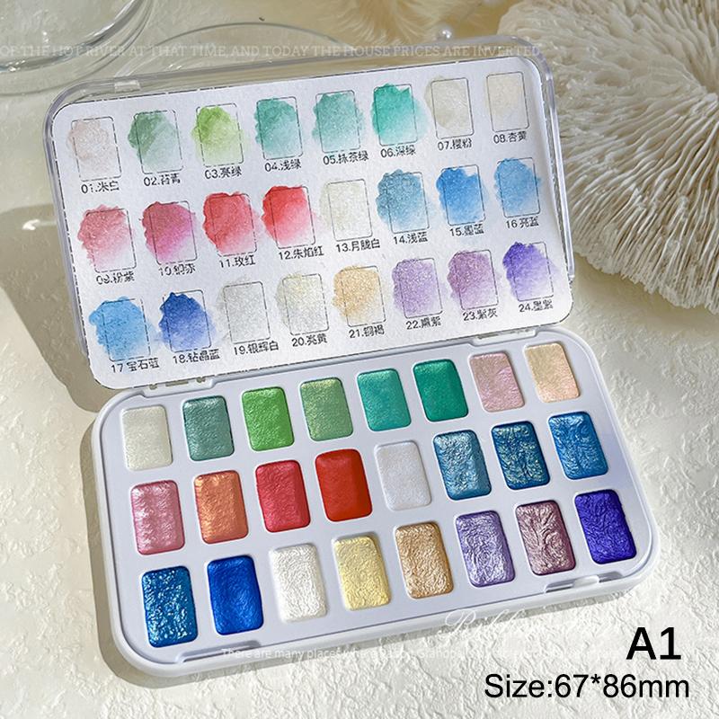 

24 цвета сплошной пигмент для ногтей Aurora Pearly Nail Art акварельная металлическая палитра Paint Draw Chrome Chameleon Powder Nail Setgradie A4