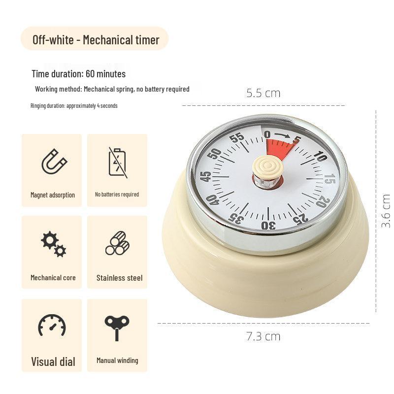 Magnetic Mechanical Kitchen Timer with Visual Alarm