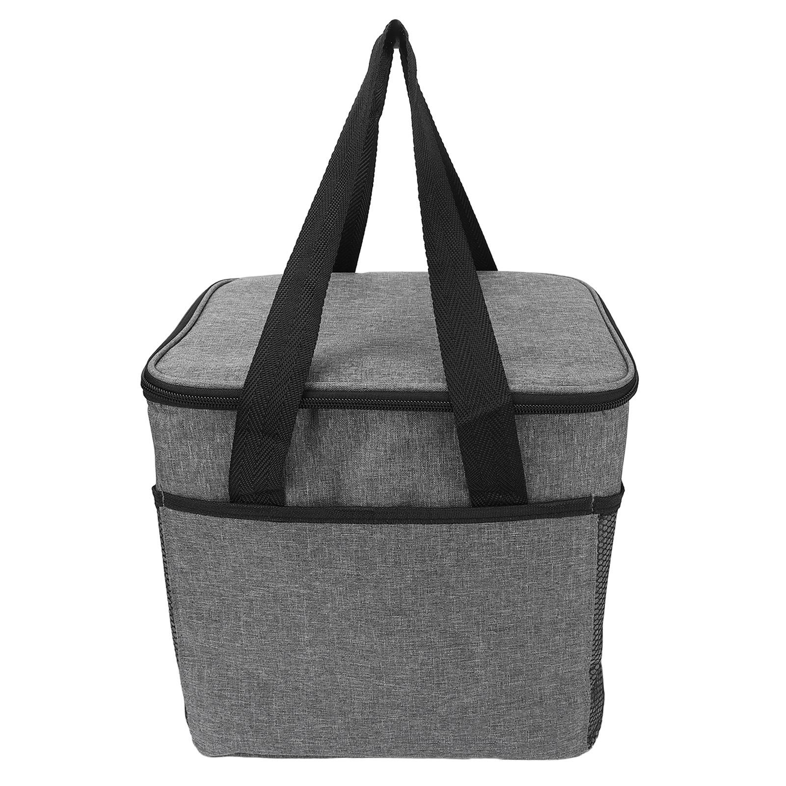 

12L Insulated Lunch Box with Shoulder Strap Thickened Waterproof Insulation Thermal Lunch Bag Organizer Gray Large Size