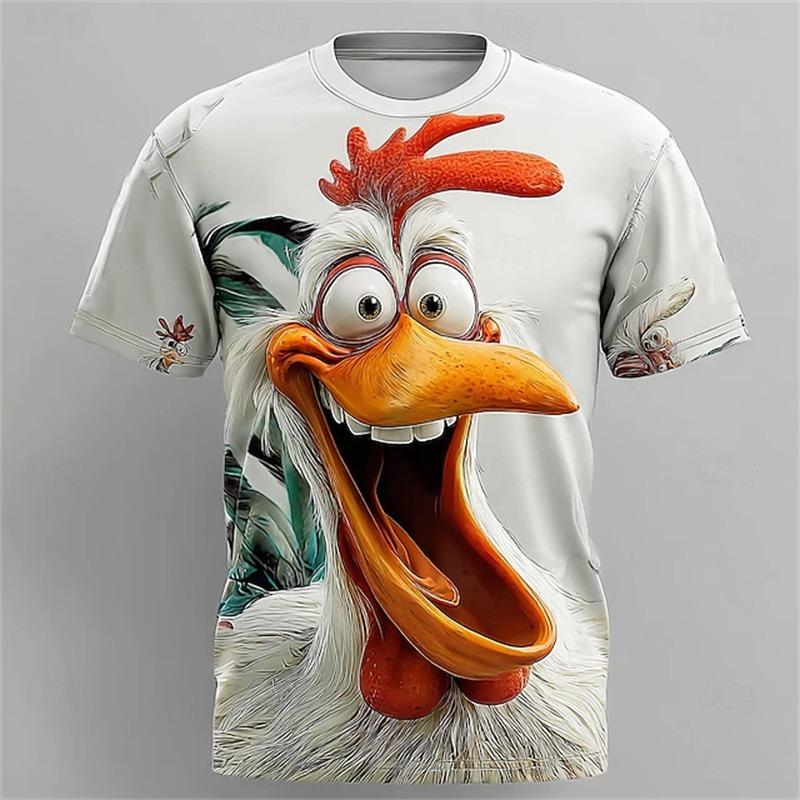 Men’s fun cat-themed short-sleeve T-shirt, 3D printed design, street style, loose fit