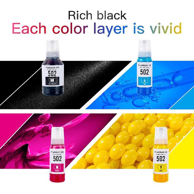 Compatible with Epson 502 Ink,for ET-4850 ET-2850 ET-2760 ET-3850 ET-3760 ET-4760 ET-2700 EcoTank Printers, ST-2000 ST-3000 | 127ml Black + 70ml X3
