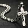 Jesus Bible Engraved Crucifix Cross Pendant Necklaces Trendy Byzantine Stainless Steel Men Chain Necklaces Fashion Jewelry NC01