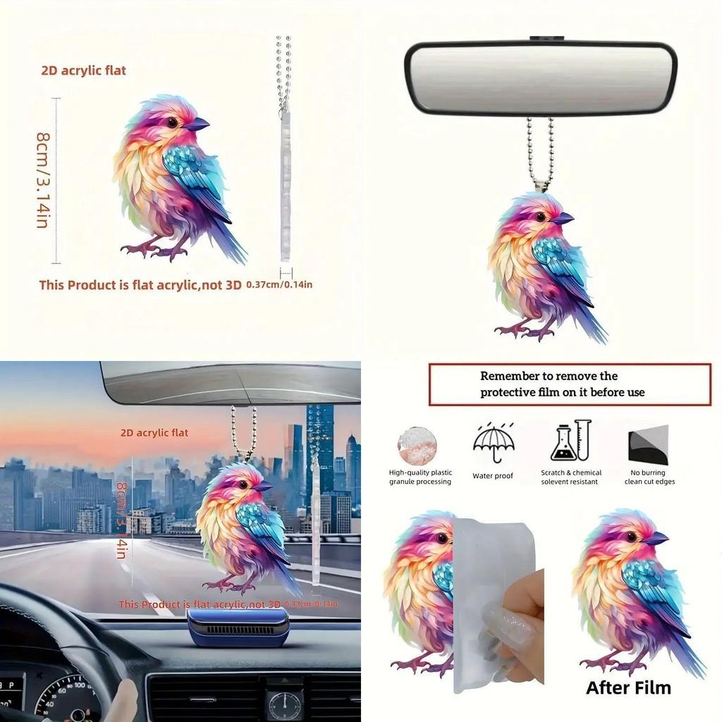 Acrylic Bird Adorable Ornament Car Hanger Eyecatching Design For Interior Decoration