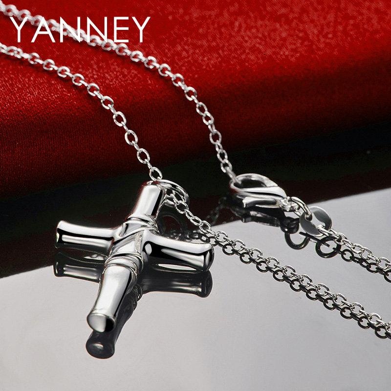 Fine 925 Sterling Silver 16-30 Inches 35MM Cross Necklace For Fashion Women Men Charm Engagement Gift Jewelry