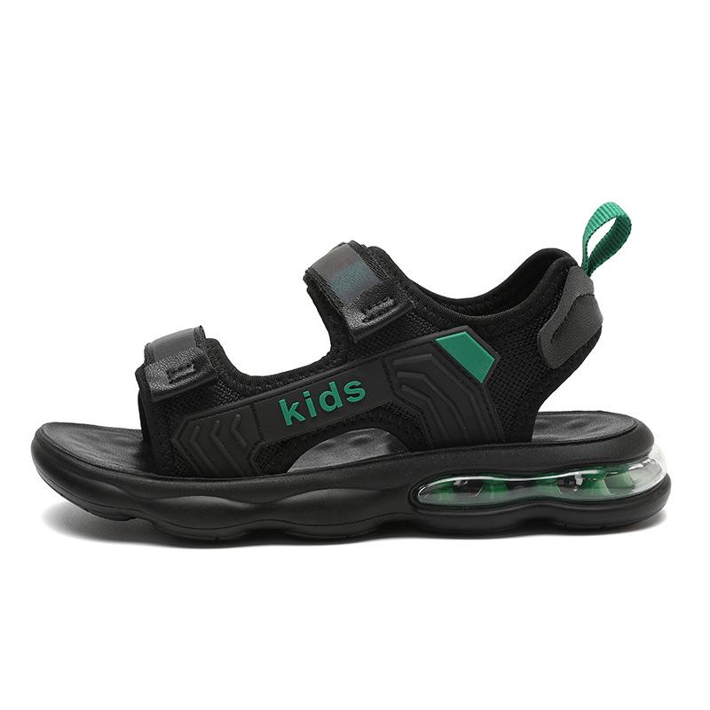 Boys Summer Sandals Lightweight Soft Sole Air Cushion Open Toe Velcro Casual Beach Shoes For Big Kids