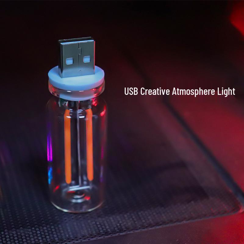 Touch-Activated USB Night Light - Creative Ceramic Glass Bottle, Dimmable for Bedside or Car