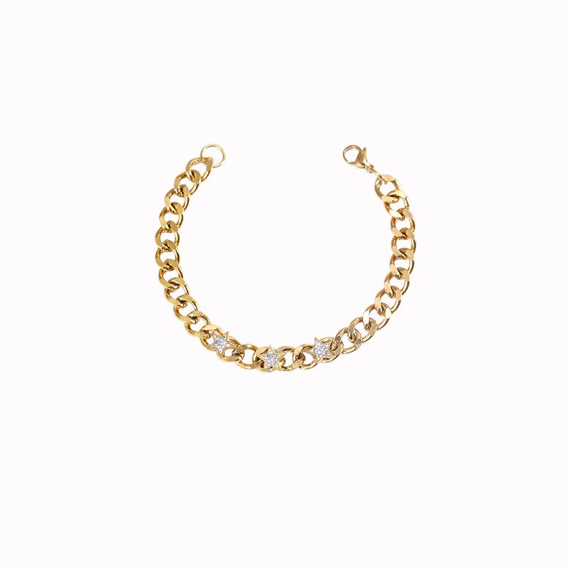 Custom Gold Plated Titanium Steel Circle Rhinestone Bracelet for Women Stainless Steel INS Fashion Jewelry Box