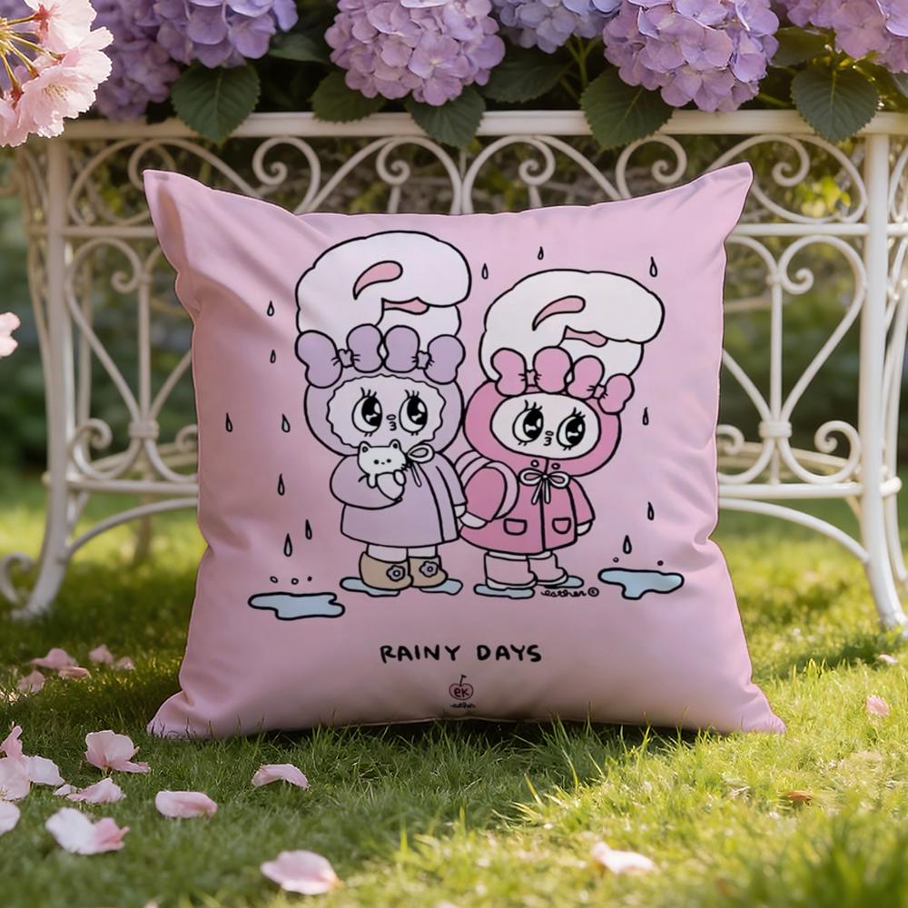 Cute E-Esther Bunny Pink Cushion Cover Home & Car Dual-Scene Pillow Cover: Reversible For Premium Comfort