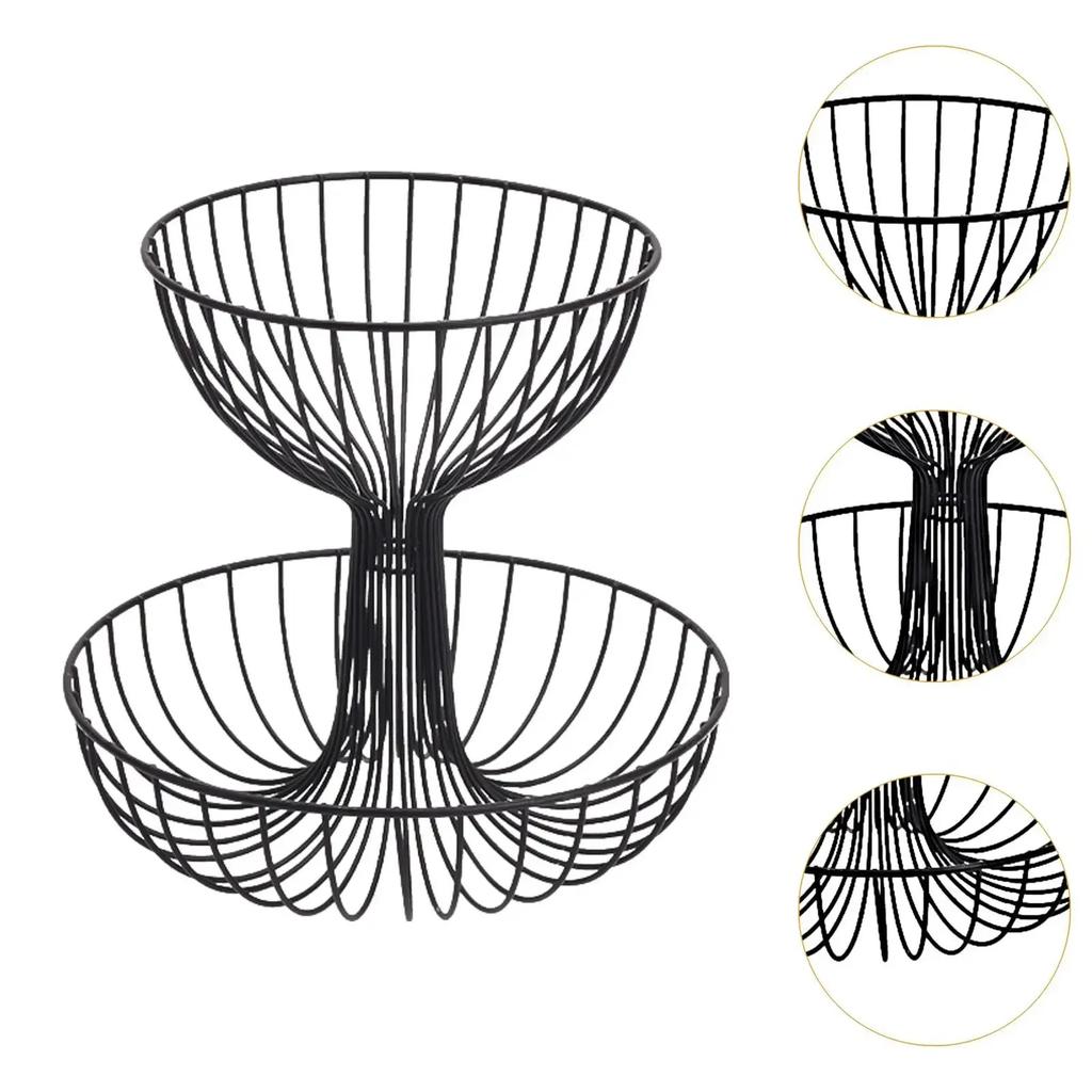 Metall 2-stöckiger Korb Obstständer Obsthalter zur Aufbewahrung und Organisation