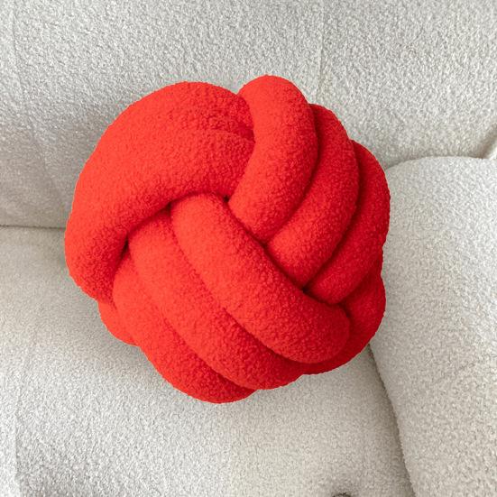 Pute Manuell Flettet Knute 22cm Rund Kuleform Sherpa Elastisk Soveselskap Sofa Dekorasjon Pyntepute Fotograferingspute
