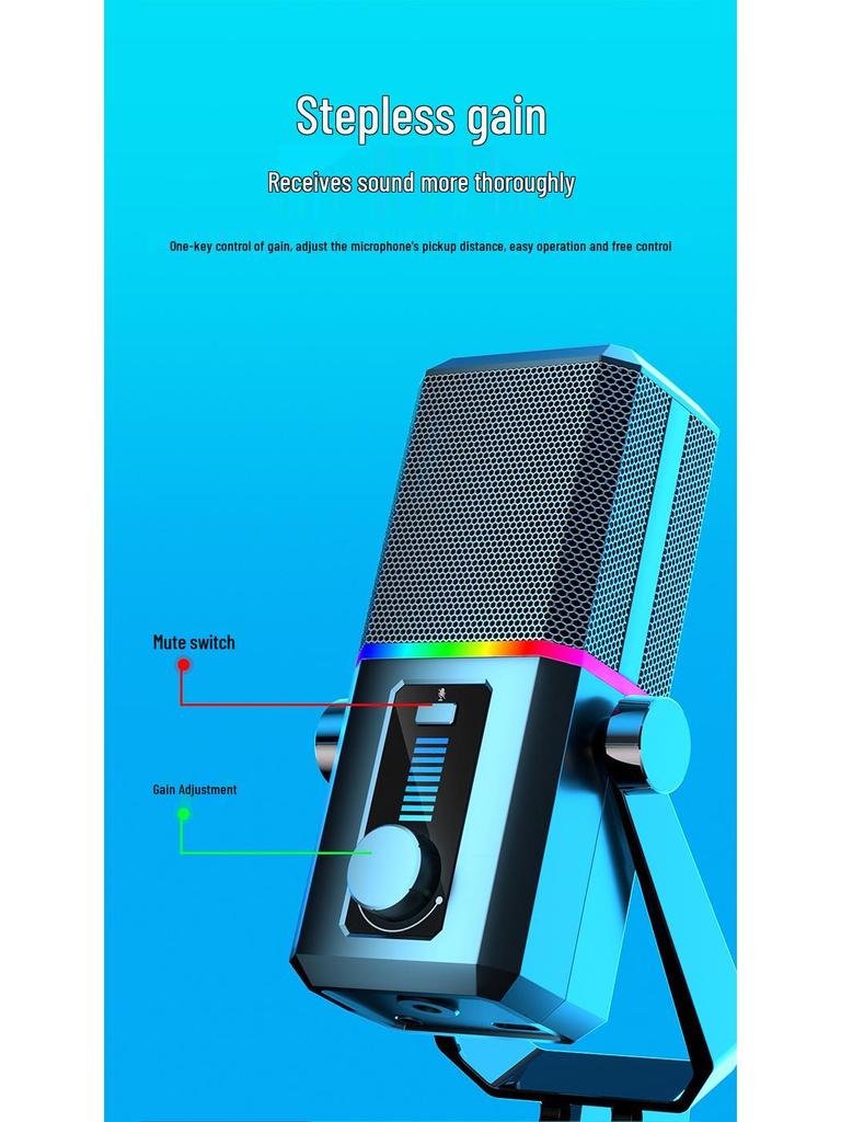 RGB Noise-Reducing Mic for Gaming, Streaming, Conferences, and Online Classes - Blackout Desktop Microphone