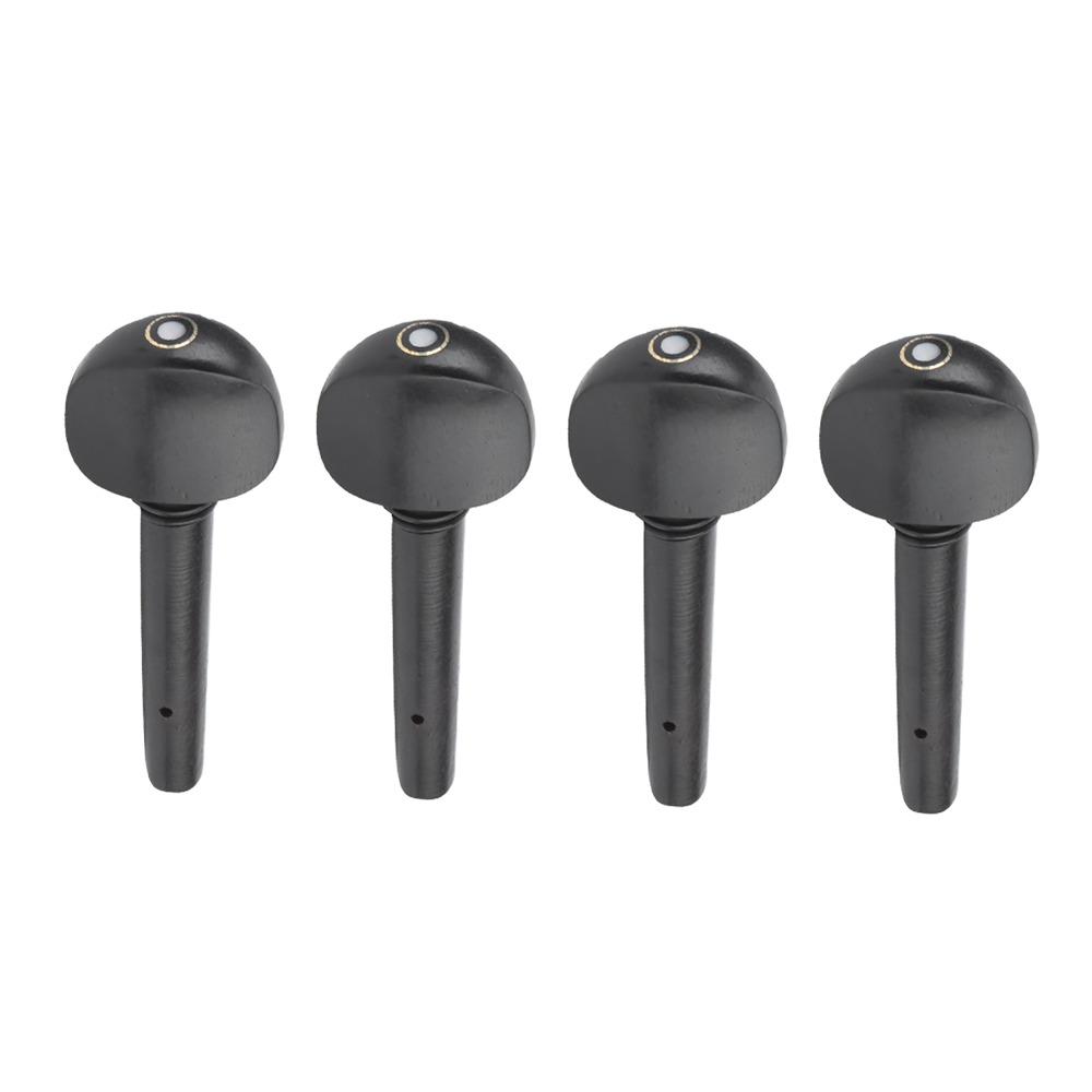4PCS Black Color Violin Tuning Pegs Ebony Material Violin Replacement Pegs For 1/2 1/4 1/8 Violin