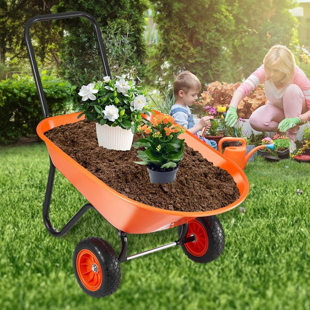 Wheelbarrow Cart 2 Wheels Garden Dump Cart 397 lbs Yard Utility Cart