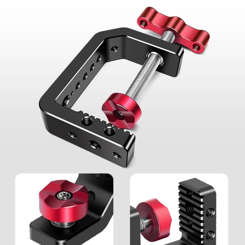 Aluminum Alloy Clamp with 1/4 3/8 Screw Holes for Stable Support of Cameras Lights in Photography Video