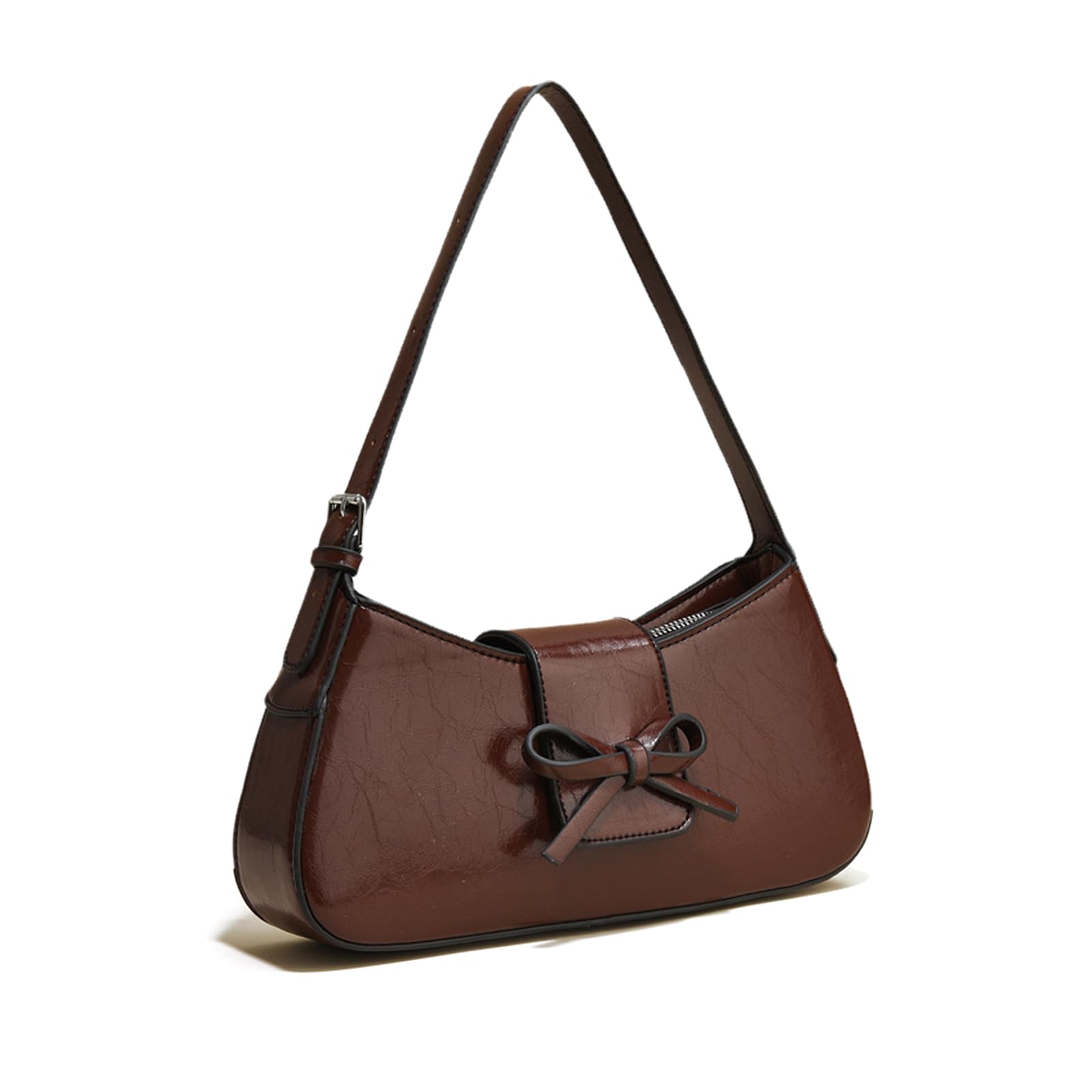 

NICOLE & DORIS Women s Shoulder Bag, PU Leather, Mini Handbag, Waterproof, Ribbon and Bow Design, Popular and Stylish, Gift, Coffee