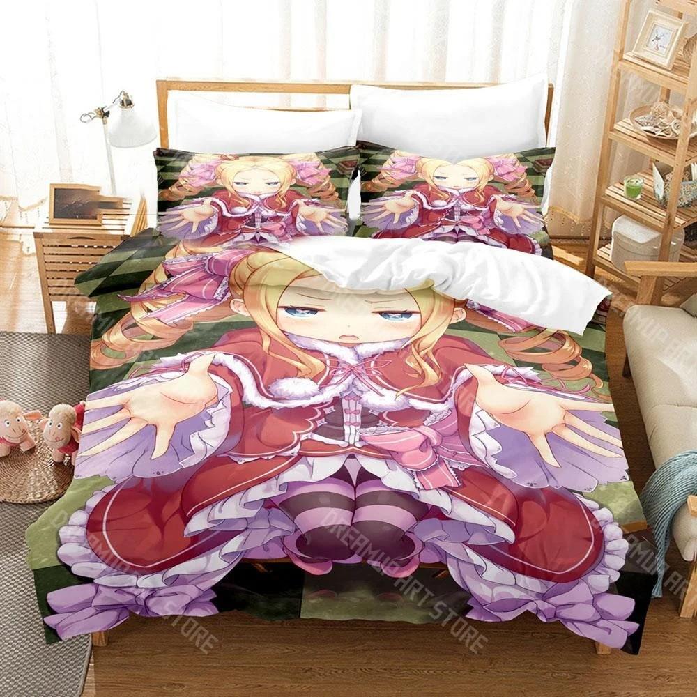 Re ZERO Starting Life in Another World Rem Emilia Bedding Set Boys Girls Duvet Cover Twin Queen King Full Single Double Sizes