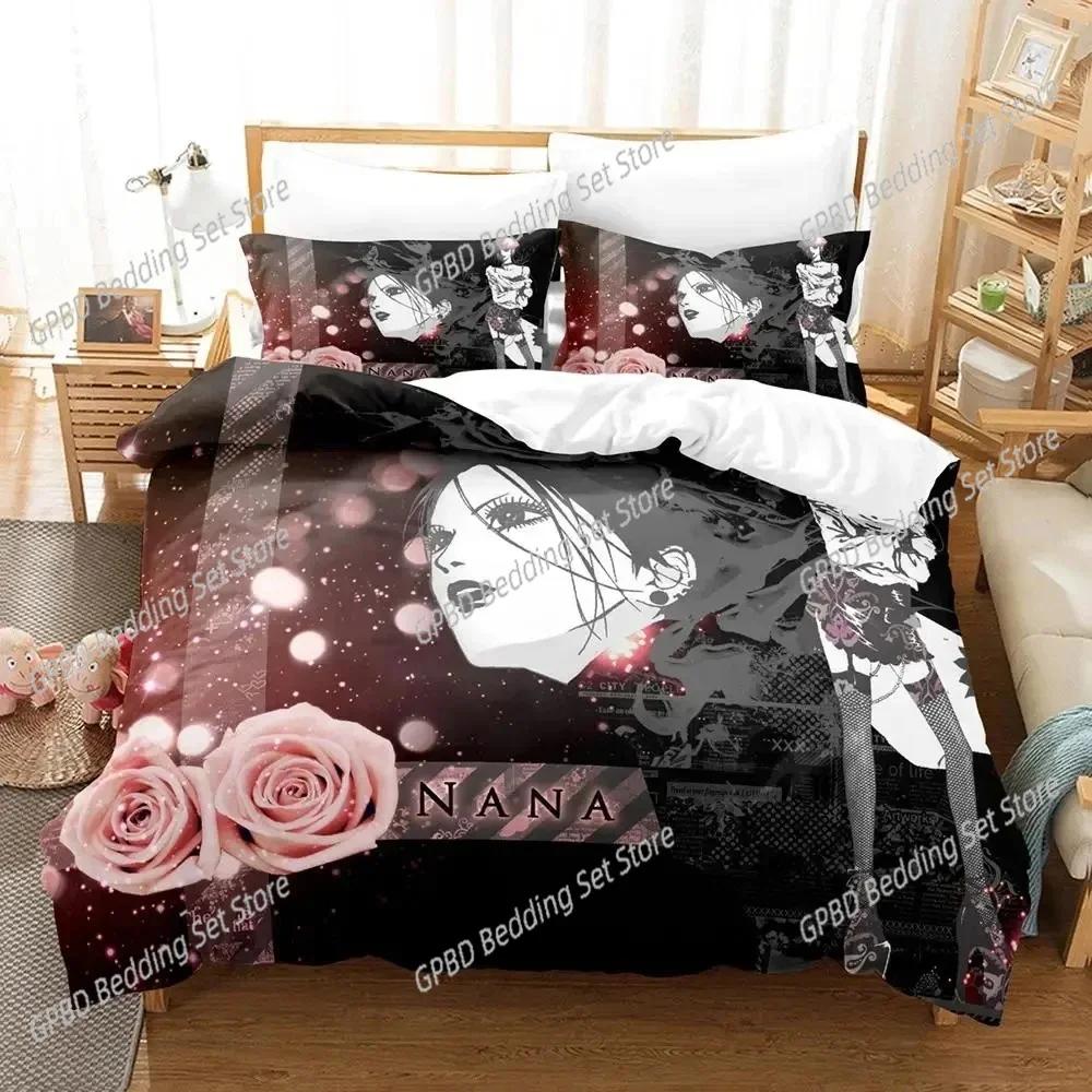 Anime Nana Black Stones Bedding Set For Bedroom Soft Modern Bedspreads Comefortable Kids Duvet Cover Quilt Cover And Pillowcase