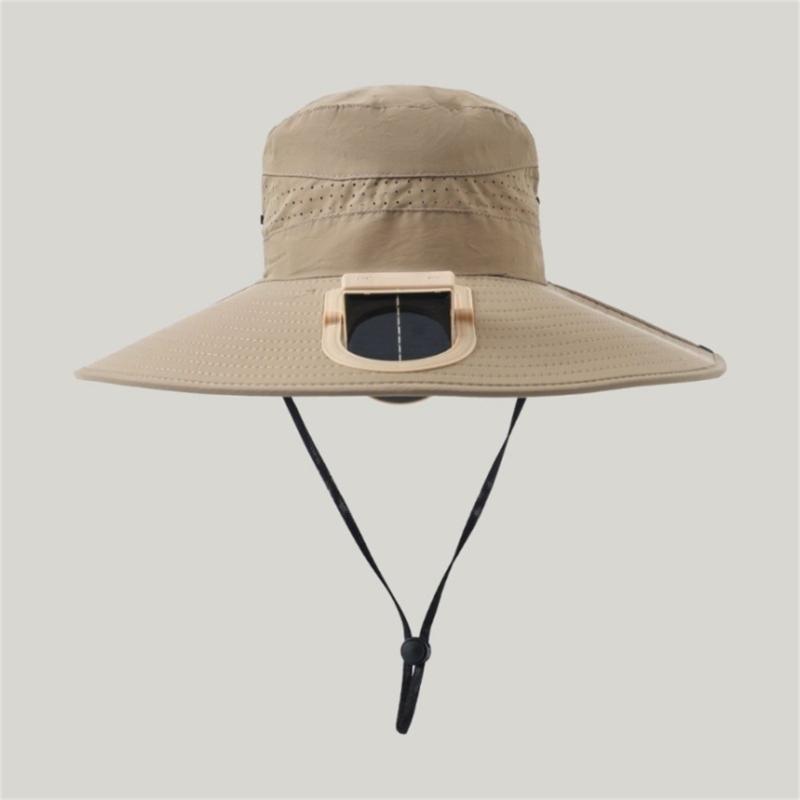 Rechargeable Outdoor Fisherman Hat Built In Fan Solar Charging Lightweight Breathable Sun Protection For Men Women