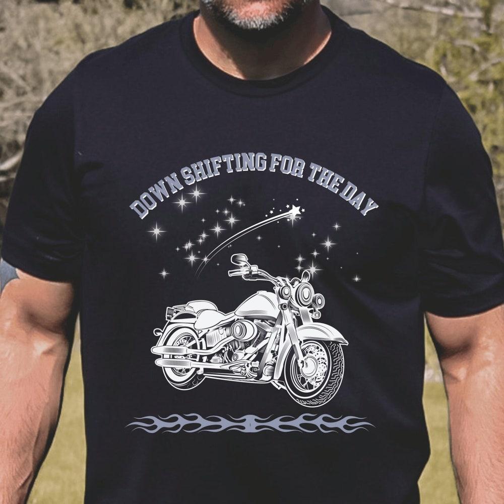 Luxurious Motorcycle t-shirt Downshifting motorcycle rider shirt S