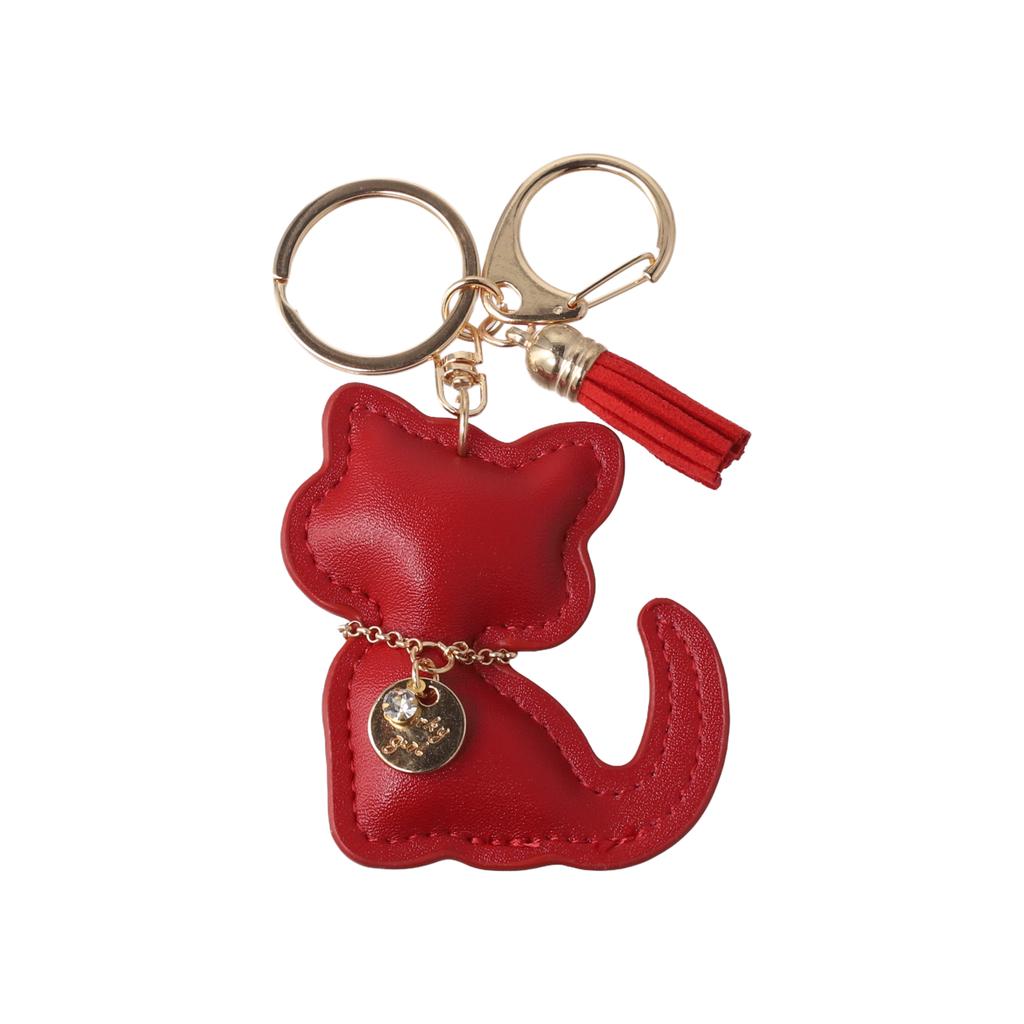 1PC Key Rings Cute Cartoon Gifts For Girls Cat Keychain Fashion PU Leather Key With Tassels Bags Multiple Options Available